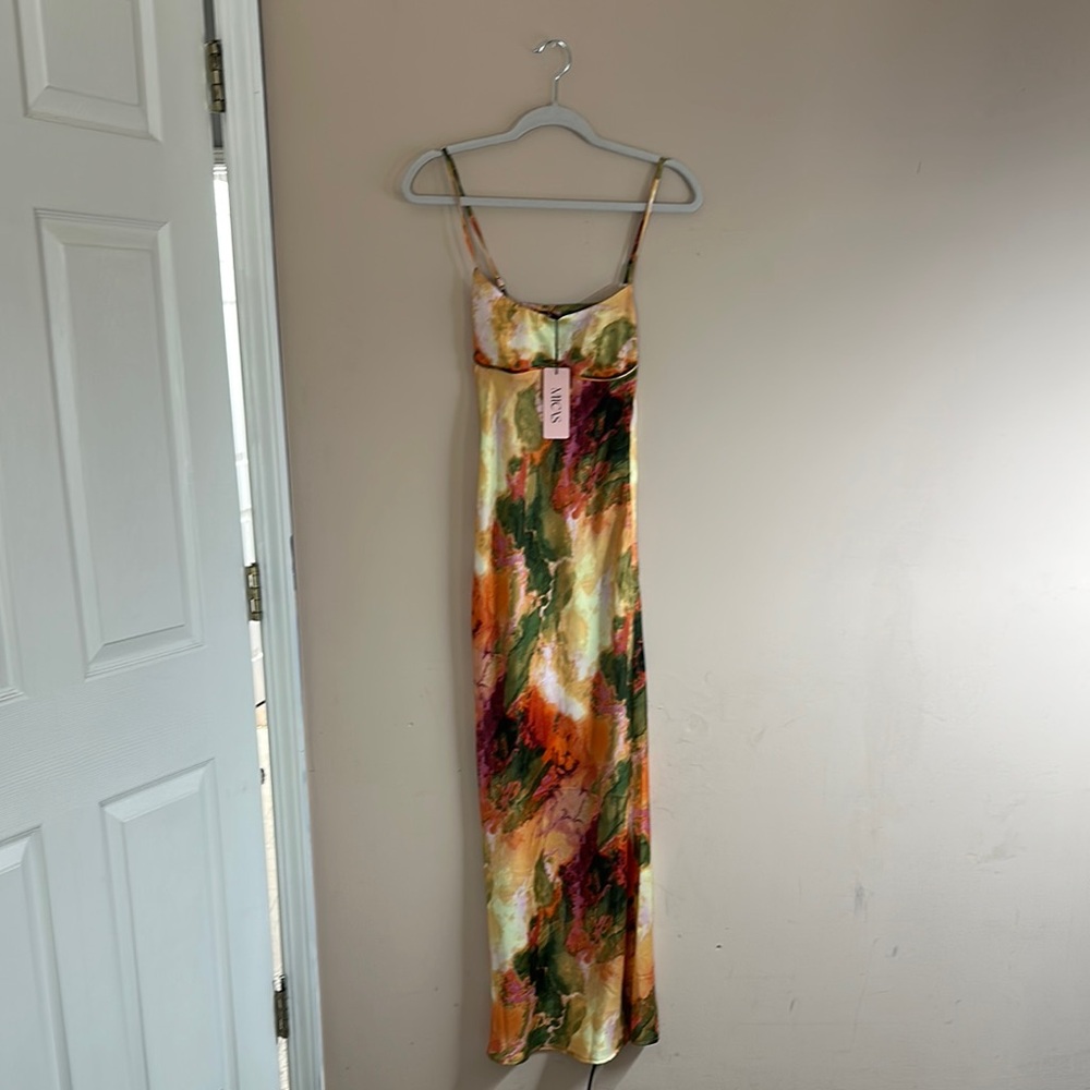 Orange and Brown Spaghetti Strap Maxi Dress for Cocktail